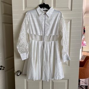 Zip up mesh insert fit and flare dress